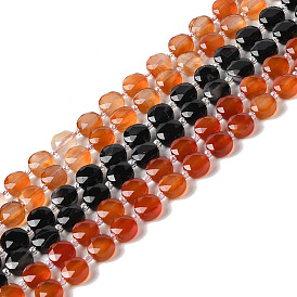 Natural Agate Bead Strands, Faceted, Flat Round