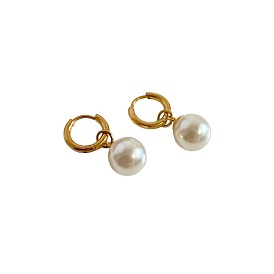 Vintage French Pearl Pendant and 18K Gold-Plated Titanium Steel Earrings for Women - Elegant Minimalist Design, Non-Fading Quality