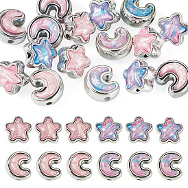 16 шт 4 стили непрозрачные акриловые бусины, Луна и звезды, cmолой