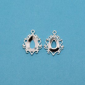 Galvanoplastie pendentif cabochon en alliage de zinc, évider la dentelle, lunette arrière ouverte, sans cadmium et sans plomb, larme