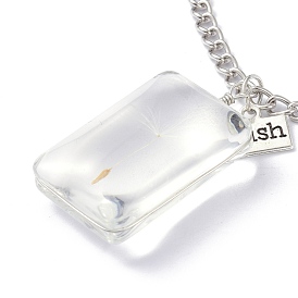 Ожерелье с семенами одуванчика для девочек-подростков, подарок для женщин, прозрачное прямоугольное стеклянное ожерелье с подвеской, с железной цепью