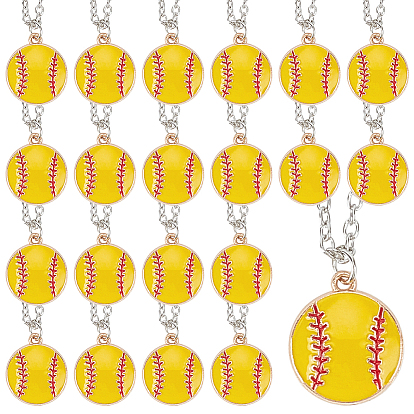 48 шт. ожерелья-цепочки с подвеской в виде бейсбольного сплава желтого цвета с эмалью для женщин и мужчин