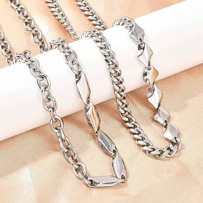 304 ожерелья из нержавеющей стали с ромбовидными звеньями для мужчин и женщин, ручная полировка, не тускнеет