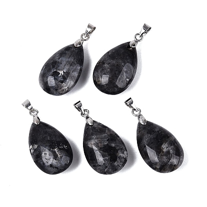 Природных драгоценных камней подвески, слезинки, с защелкой из нержавеющей стали на поручнях, цвет нержавеющей стали