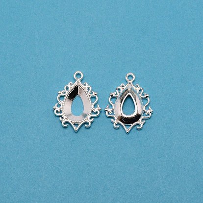 Galvanoplastie pendentif cabochon en alliage de zinc, évider la dentelle, lunette arrière ouverte, sans cadmium et sans plomb, larme