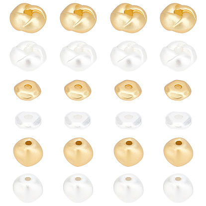 24Pcs 3 Style Brass Beads, Long-Lasting Plated, Mix-shaped