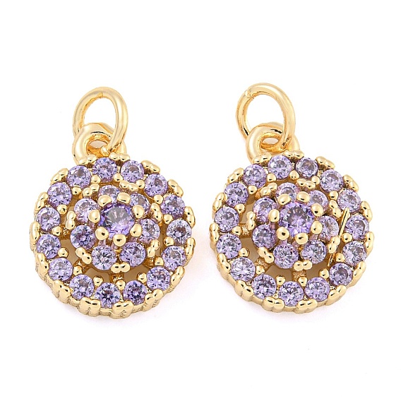 Латунь с микропокрытием, долговечный, без свинца и без кадмия, плоские круглые прелести, с целью перехода в кольце, сирень