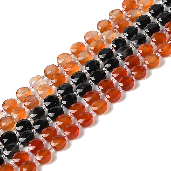 Природные Агат бисера нити, граненые бусины-монеты шестигранной огранки, плоско-круглые