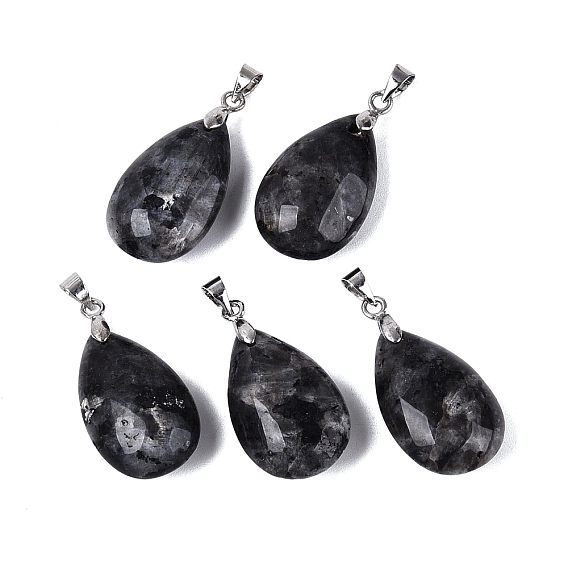 Природных драгоценных камней подвески, слезинки, с защелкой из нержавеющей стали на поручнях, цвет нержавеющей стали