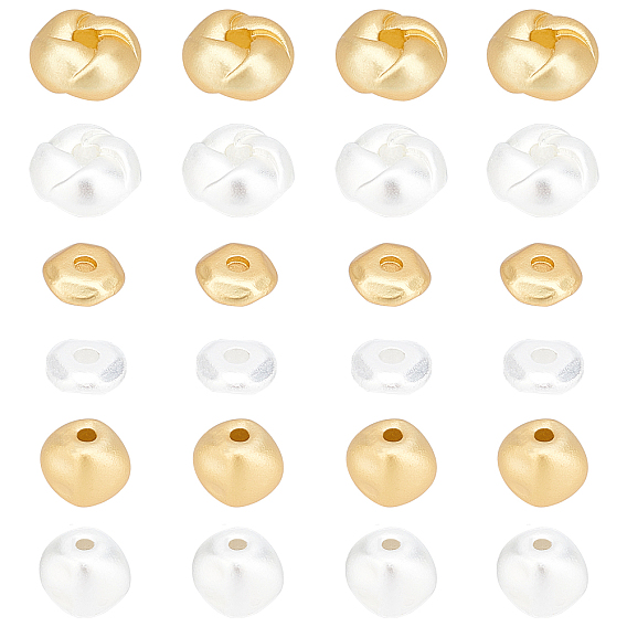 24Pcs 3 Style Brass Beads, Long-Lasting Plated, Mix-shaped