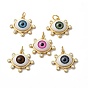 Brass Micro Pave Clear Cubic Zirconia Pendants, with Resin, Real 18K Gold Plated, Evil Eye Charms