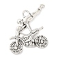 Тибетском стиле сплава спортивные подвески, мотоцикл каскадер, без кадмия и без свинца, 25x21x3 мм, отверстие : 3 мм