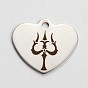 201 Stainless Steel Pendants, Heart with Direction Pattern, 21x24x1mm, Hole: 2mm