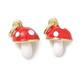 Осенние латунные эмалированные подвески в виде красных грибов