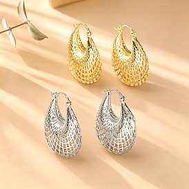 Hollow Brass Hoop Earrings for Women, Bag Shape