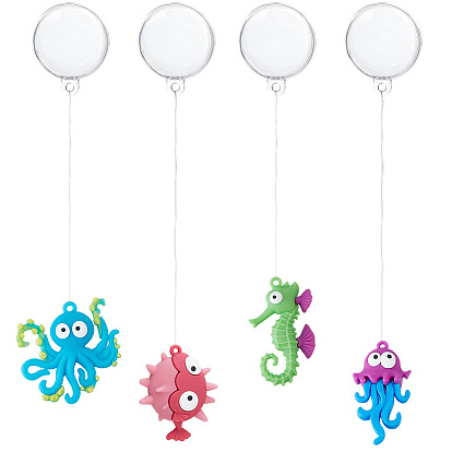 4шт. 4 виды плавающих силиконовых и пластиковых декоративных элементов для демонстрации, для оформления аквариума и декораций для рыбного аквариума