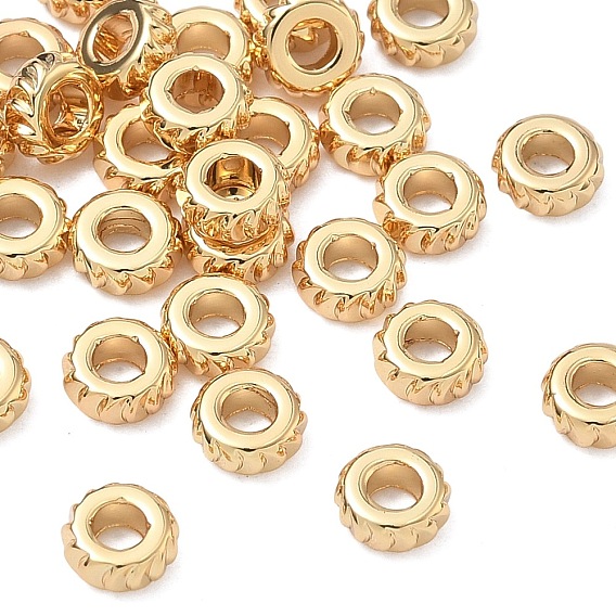 SHEGRACE Brass Beads, Cadmium Free & Nickel Free & Lead Free, Textured Flat Round