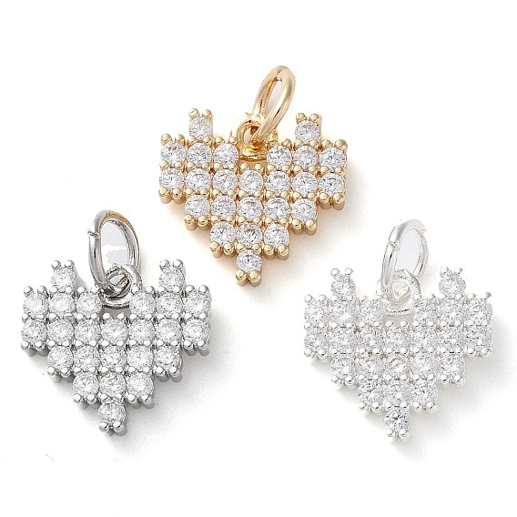 Покрытие стойки латунь микропаве прозрачные кубические циркониевые подвески, долговечный, с прыжковых колец, сердце