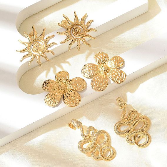 304 серьги-гвоздики из нержавеющей стали для женщин, реальный 18 k позолоченный