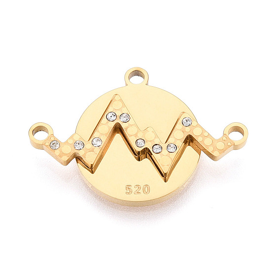 304 Подвески из нержавеющей стали с кристаллами и стразами, плоские круглые подвески и подвески в виде молний, ионное покрытие (ip)