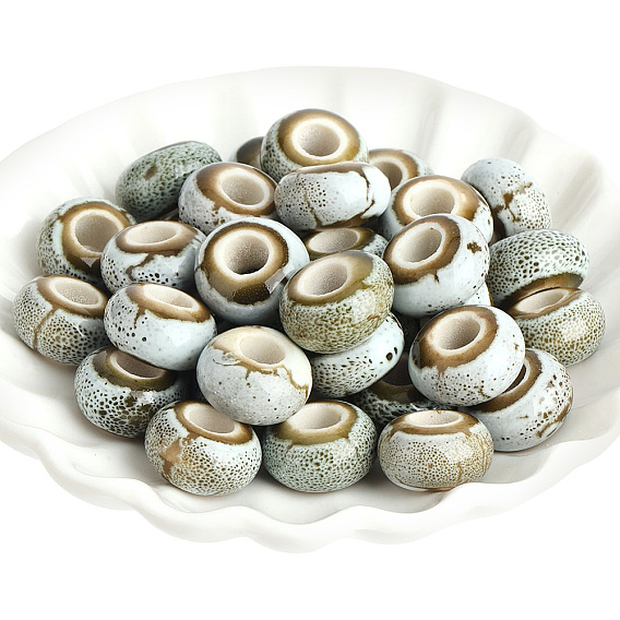 40шт. фарфоровые бусины ручной работы, фантазии античного стекла фарфора, бусины с большим отверстием, рондель