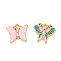 304 Stainless Steel Micro Pave Clear Cubic Zirconia Pendants, Butterfly Charms, with Enamel, Golden