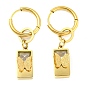 Ion Plating(IP) 304 Stainless Steel Rectangle with Butterfly Dangle Hoop Earrings, with Glass Beaded for Women