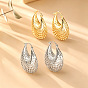 Hollow Brass Hoop Earrings for Women, Bag Shape