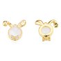 Brass Micro Pave Clear Cubic Zirconia Charms, with Glass, Nickel Free, Rabbit