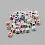 Opaque European Style Acrylic Beads, Horizontal Hole, Cube with Letters