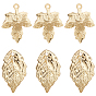32Pcs 2 Style Brass Pendants, Leaf