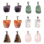 12Pcs 6 Style Natural & Synthetic Gemstone Pendants, with Stainless Steel Snap On Bails, Nuggets