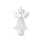 Подвески матовым акриловым, ангел, с фурнитурой из сплава и стеклянными жемчужными бусинами