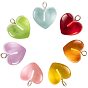 Transparent Resin Pendants, with Iron Findings, Heart