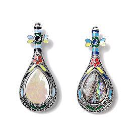 Tibetan Style Alloy Brooches, with Natural Shell and Enamel