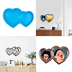 Double Heart Photo Frame Silicone Molds, Resin Casting  Molds, for UV Resin, Epoxy Resin Craft Making