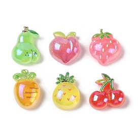 Glitter Plated Resin Cabochons, Fruit