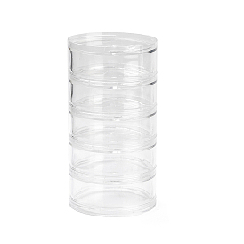 (Defective Closeout Sale: Scratched) Round Plastic Bead Containers, Screw Together Stacking Jars with 5 Vials