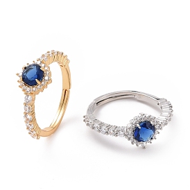 Регулируемое кольцо с синим кубическим цирконием Dodger, стеллаж для латунных украшений для женщин, без кадмия и без свинца