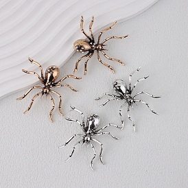 Серьги сплава горный хрусталь, паук