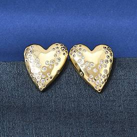 Серьги-гвоздики из латуни с прозрачными кубическими циркониями ко Дню святого Валентина для женщин, сердце