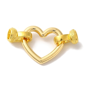 Heart Rack Plating Brass Fold Over Clasps, Long-lasting Plated, Lead Free & Cadmium Free