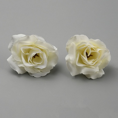 Tela imitación flor de rosa, cabezas de flores artificiales, suministros para festivales y fiestas
