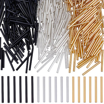 600Pcs 3 Colors Glass Bugle Beads