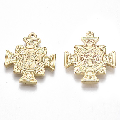 201 Stainless Steel Pendants, Cross with Saint, Saint Benedict Medal