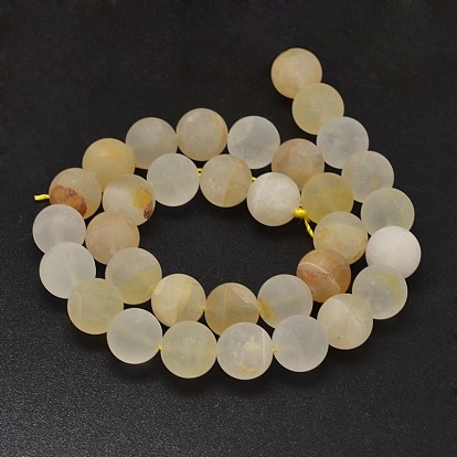 Natural Yellow Hematoid Quartz Beads Strands, Ferruginous Quartz, Round
