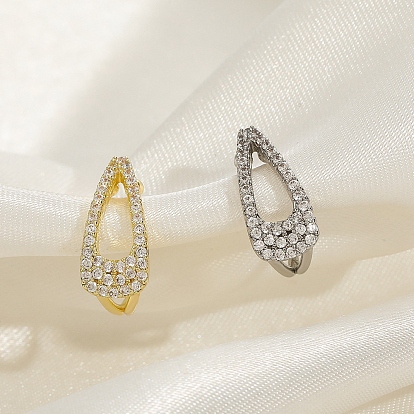 Серьги-клипсы из латунного микро-паве с прозрачными фианитами