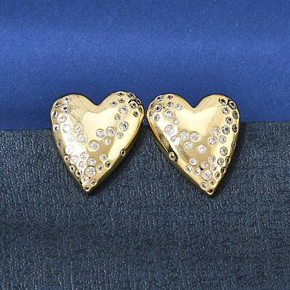 Серьги-гвоздики из латуни с прозрачными кубическими циркониями ко Дню святого Валентина для женщин, сердце