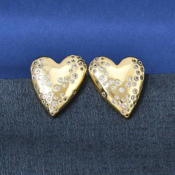 Серьги-гвоздики из латуни с прозрачными кубическими циркониями ко Дню святого Валентина для женщин, сердце