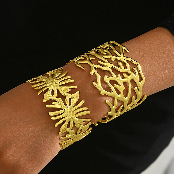 Полые латунные браслеты-манжеты для женщин